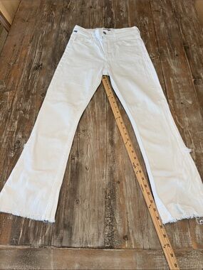 Citizens Of Humanity White Flared Jeans with Frayed Hem